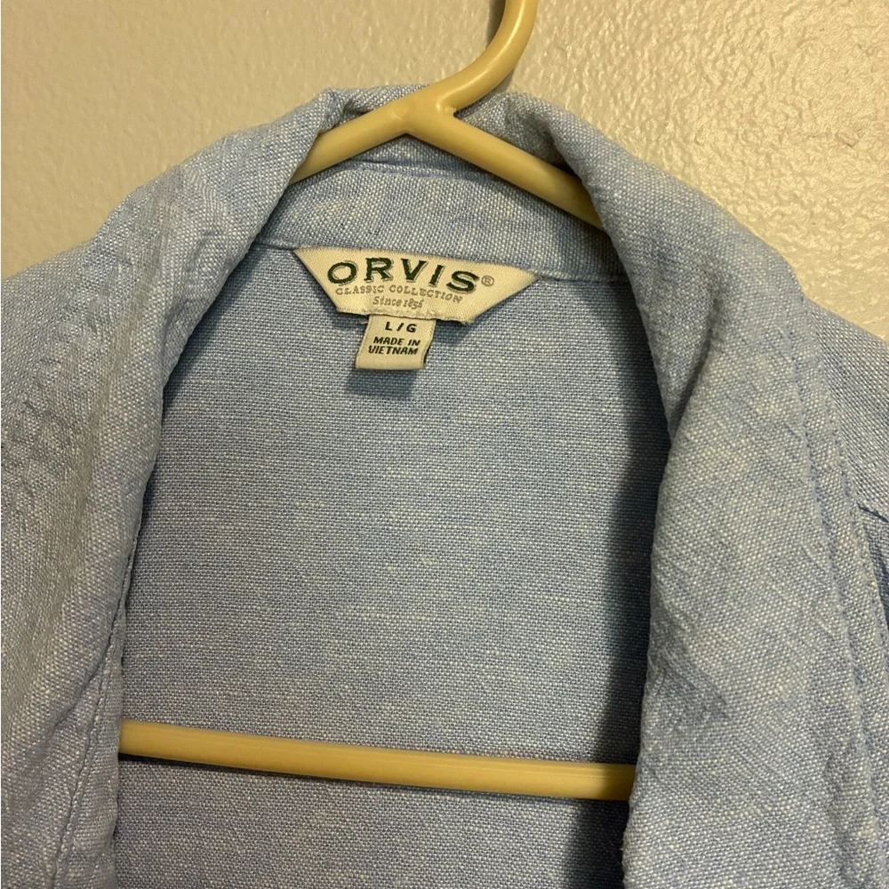 Orvis Light Blue Linen Blend Button-Up Women’s Shirt Size Large Lightweight - Picture 6 of 10